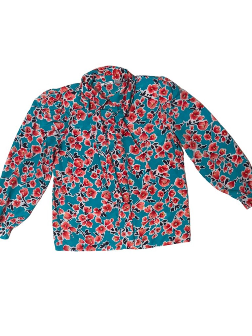 Vintage 90s Weathervane Petites Pink and Blue Floral Printed Lightweight Blouse